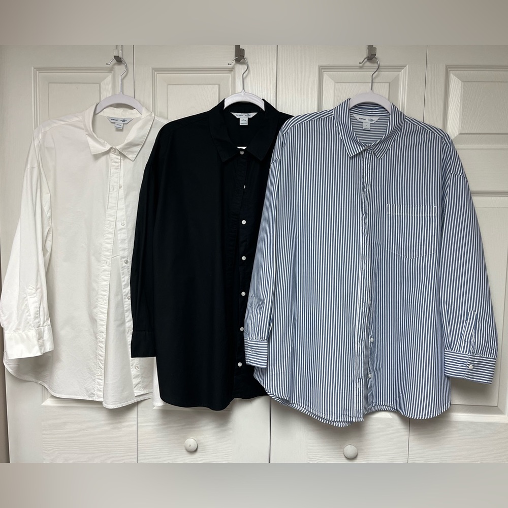 Three Old Navy oversized boyfriend shirts for women - Large